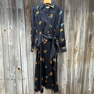 Equipment Femme Vivienne Silk Dress Floral Navy Blue 4